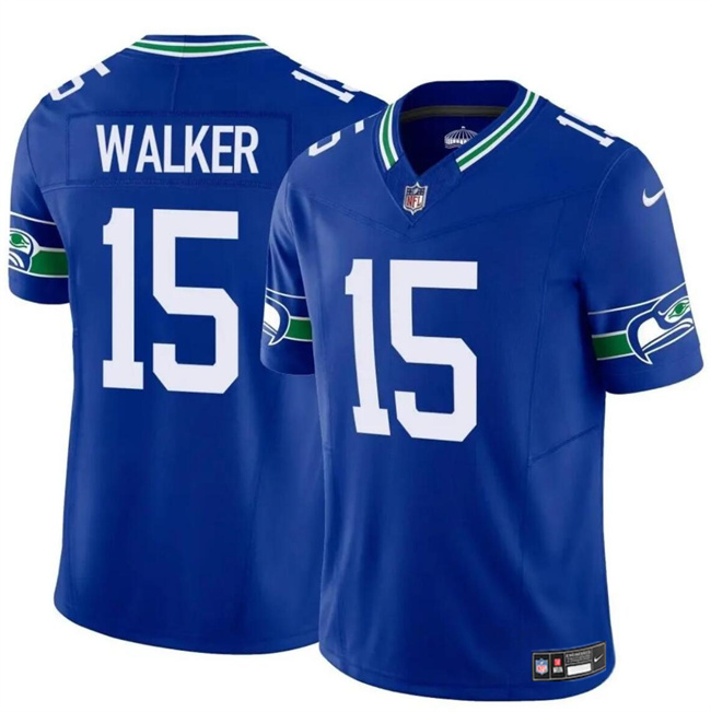 Men's Seattle Seahawks #15 P.J. Walker Royal 2024 F.U.S.E Throwback Vapor Limited Football Stitched Jersey